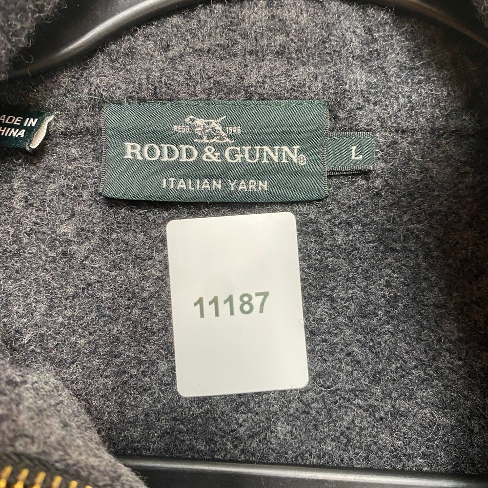 Rodd & Gunn Sweater Mens L Gray Australian Lambswool Merino Ribbed Knit Full Zip - Picture 7 of 9